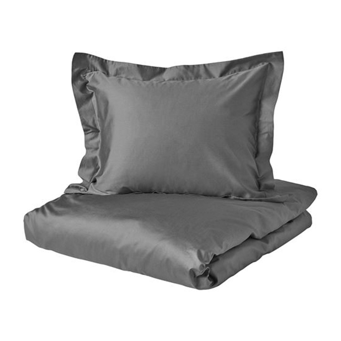 комплект постельного белья ikea nattsvarmare светло серый Комплект постельного белья Ikea Luktjasmin, 3 предмета, темно-серый