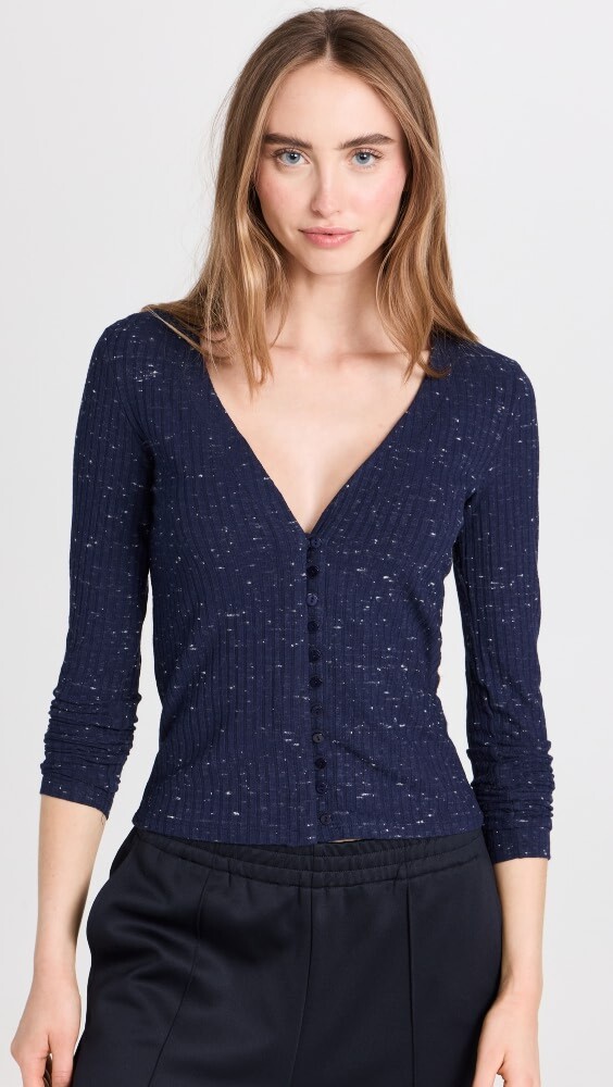 

Кардиган Enza Costa Long Sleeve V, нави