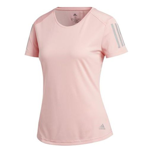 Футболка Adidas Own The Run Tee Reflective Printing Sports Short Sleeve Pink, Розовый