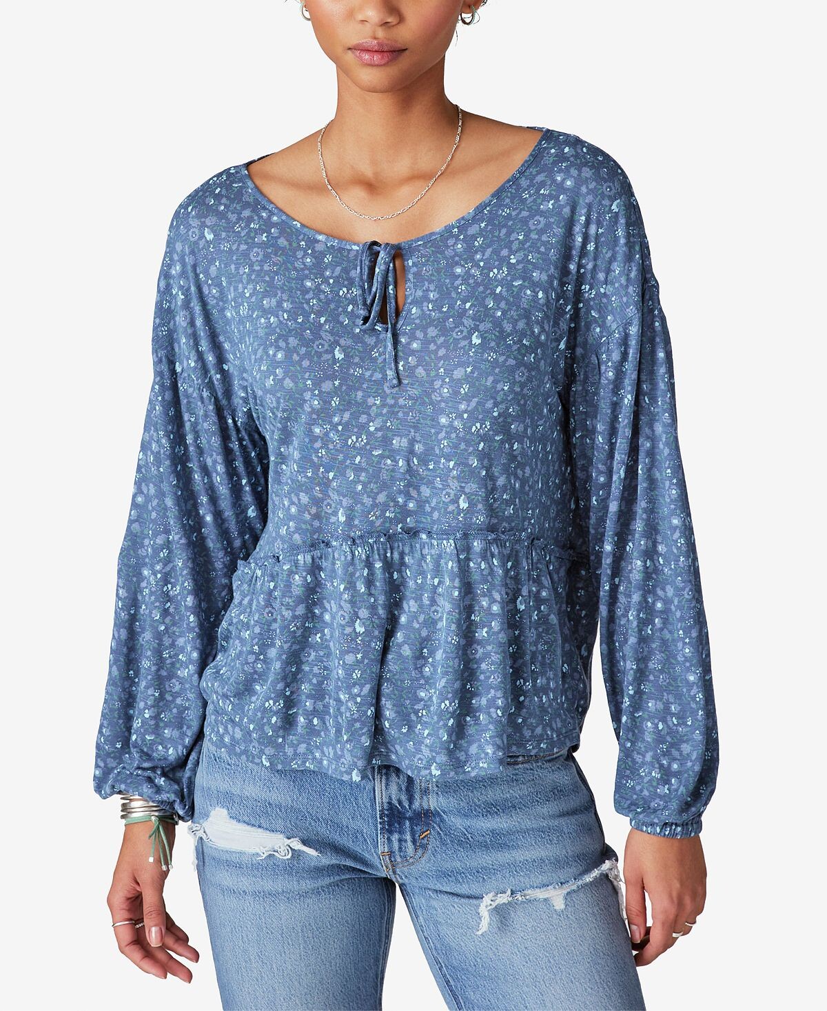 

Женский топ с завязками на шее и принтом Lucky Brand, мульти