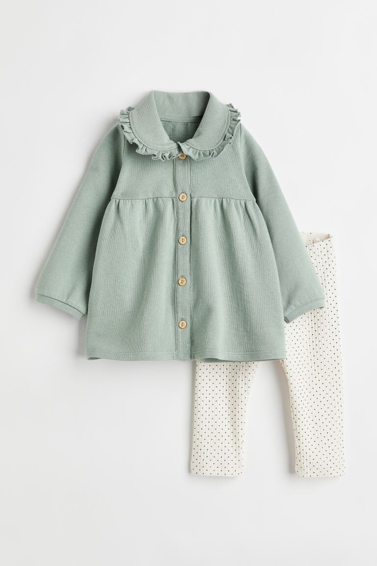

Комплект из 2 предметов из хлопка H&M, салатовый/горошек
