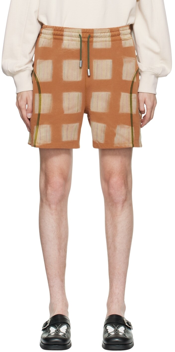 

Оранжевые шорты с принтом Eckhaus Latta