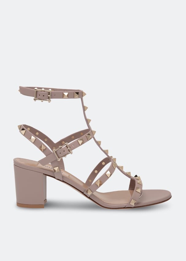 Сандалии VALENTINO GARAVANI Rockstud ankle sandals, бежевый