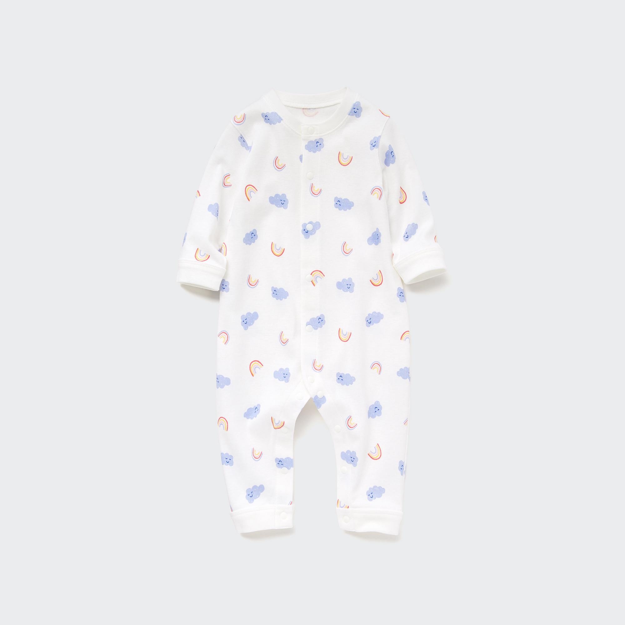 Цельный наряд в рубчик с длинными рукавами для новорожденных Joy of Print Uniqlo, кремовый