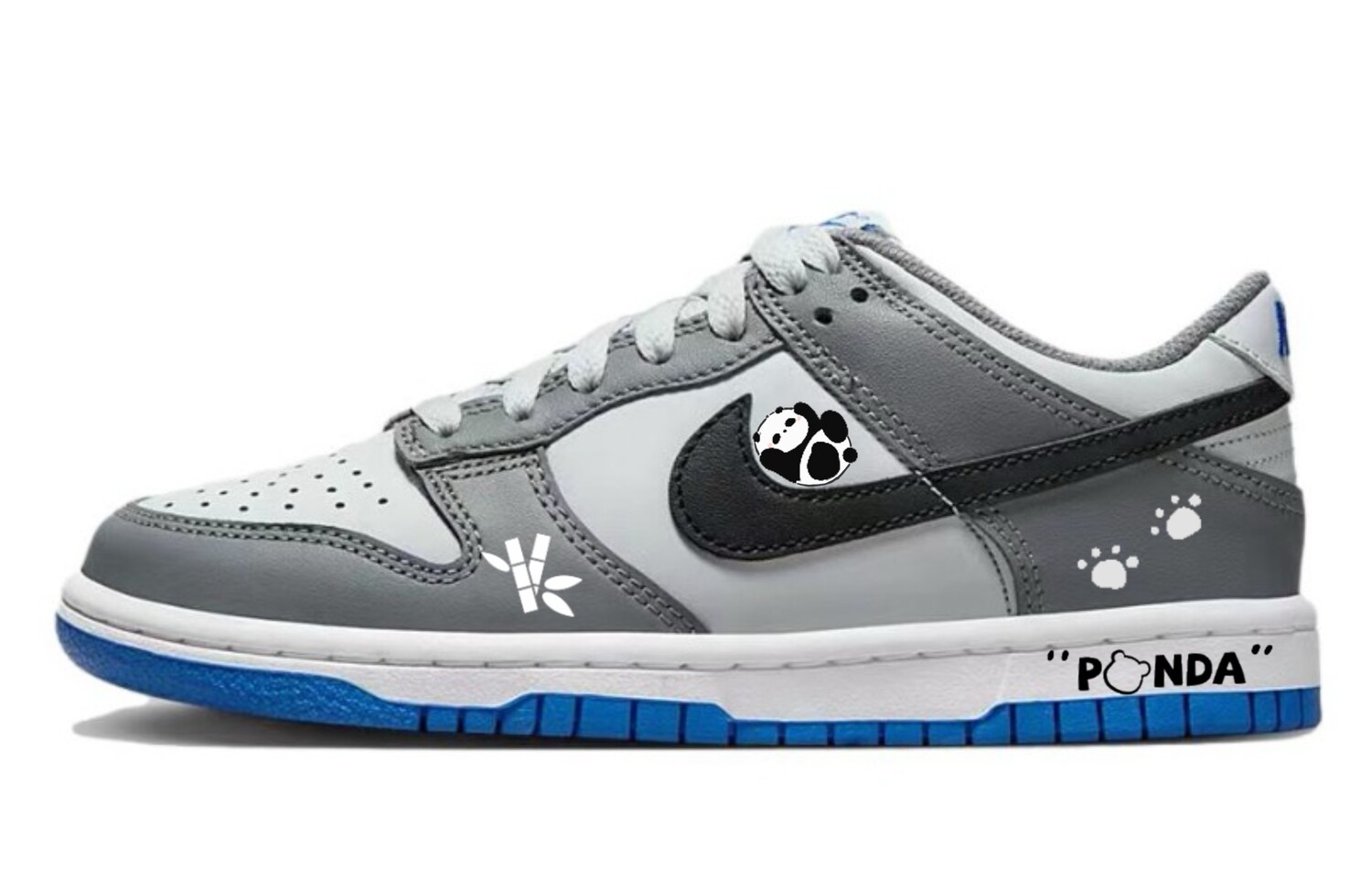 

Кроссовки Nike Dunk Skateboarding Shoes Women's Low-top Black/grey, черный/голубой