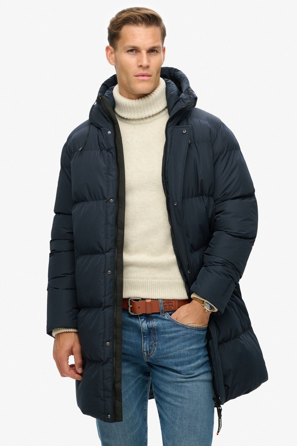 

Спортивная стеганая куртка с капюшоном Superdry, синий