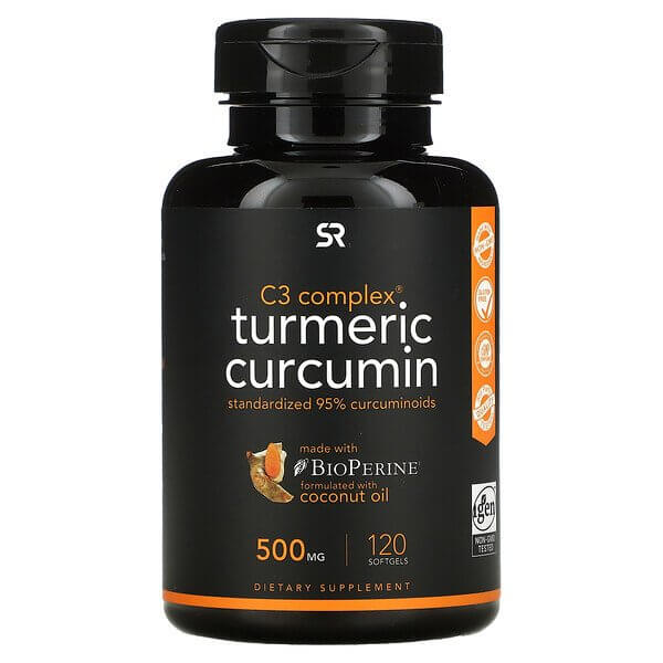 Куркумин из куркумы C3 Complex, 500 мг, 120 таблеток, Sports Research куркумин sports research 500 мг 120 мягких таблеток