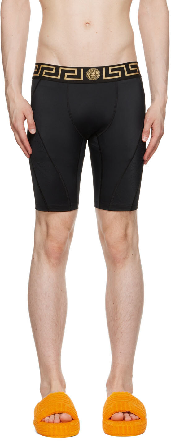 

Черные шорты с каймой Greca Versace Underwear