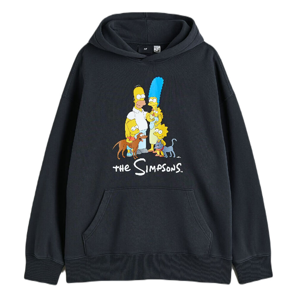 

Худи H&M x The Simpsons Oversized Fit Cotton, черный/желтый