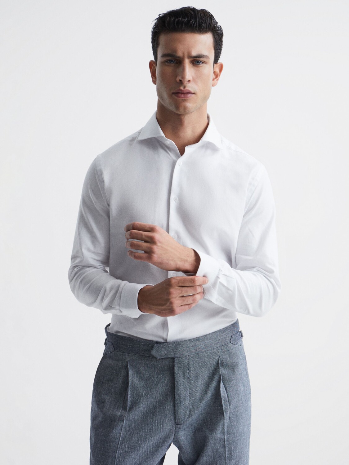 

Рубашка Reiss Belief Regular Fit из фланели и хлопка, белая