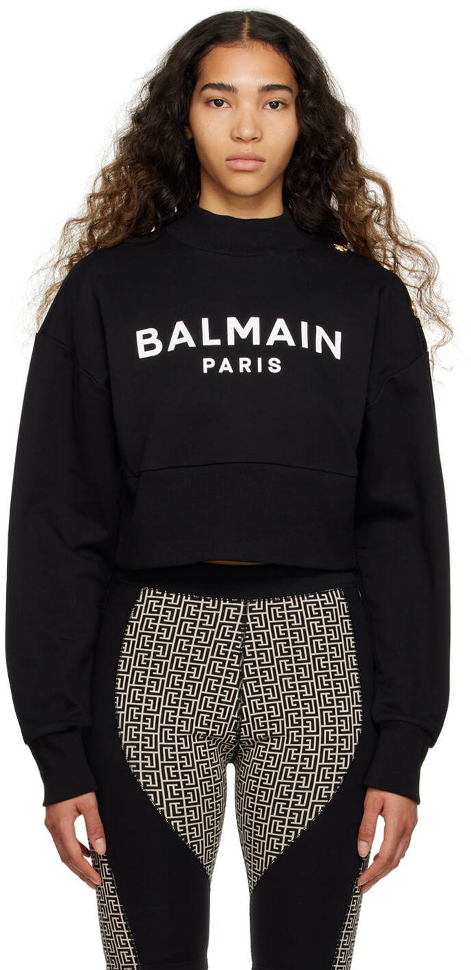 

Черный укороченный свитшот Balmain