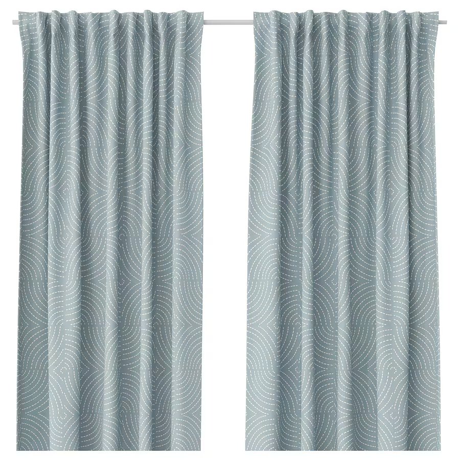Шторы Ikea Åkermolke 145x250 см, 2 предмета, бирюзовый шторы с прихватом ikea lenda 2 шт серо бирюзовый