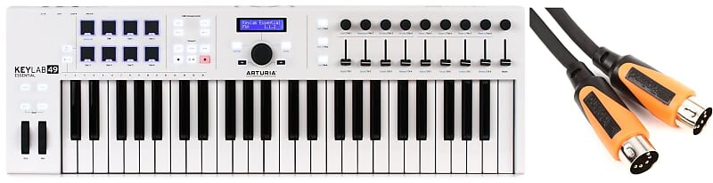 

Комплект 49-клавишного контроллера клавиатуры Arturia KeyLab Essential 49 с MIDI-кабелем Roland RMIDI-B10 Black Series — 10 футов Arturia + Roland 230521=1 RMIDI-B10=1