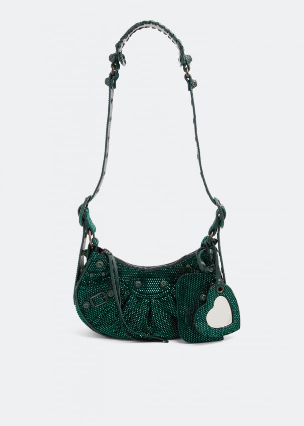 Сумка BALENCIAGA Le Cagole XS rhinestone shoulder bag, зеленый сумка balenciaga neo cagole xs top handle серый