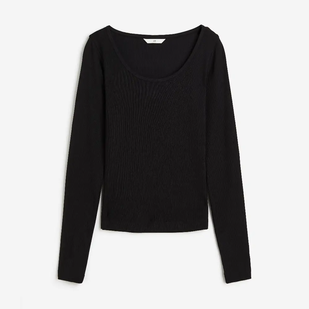 

Лонгслив H&M Ribbed Modal-blend, черный