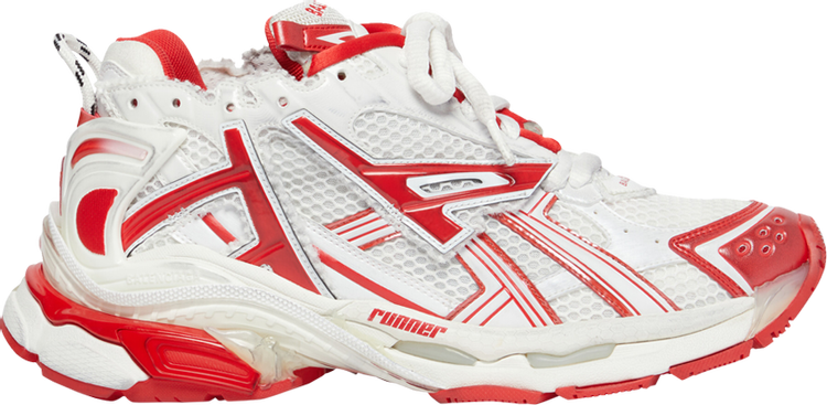 цена Кроссовки Balenciaga Runner Sneaker White Red, белый