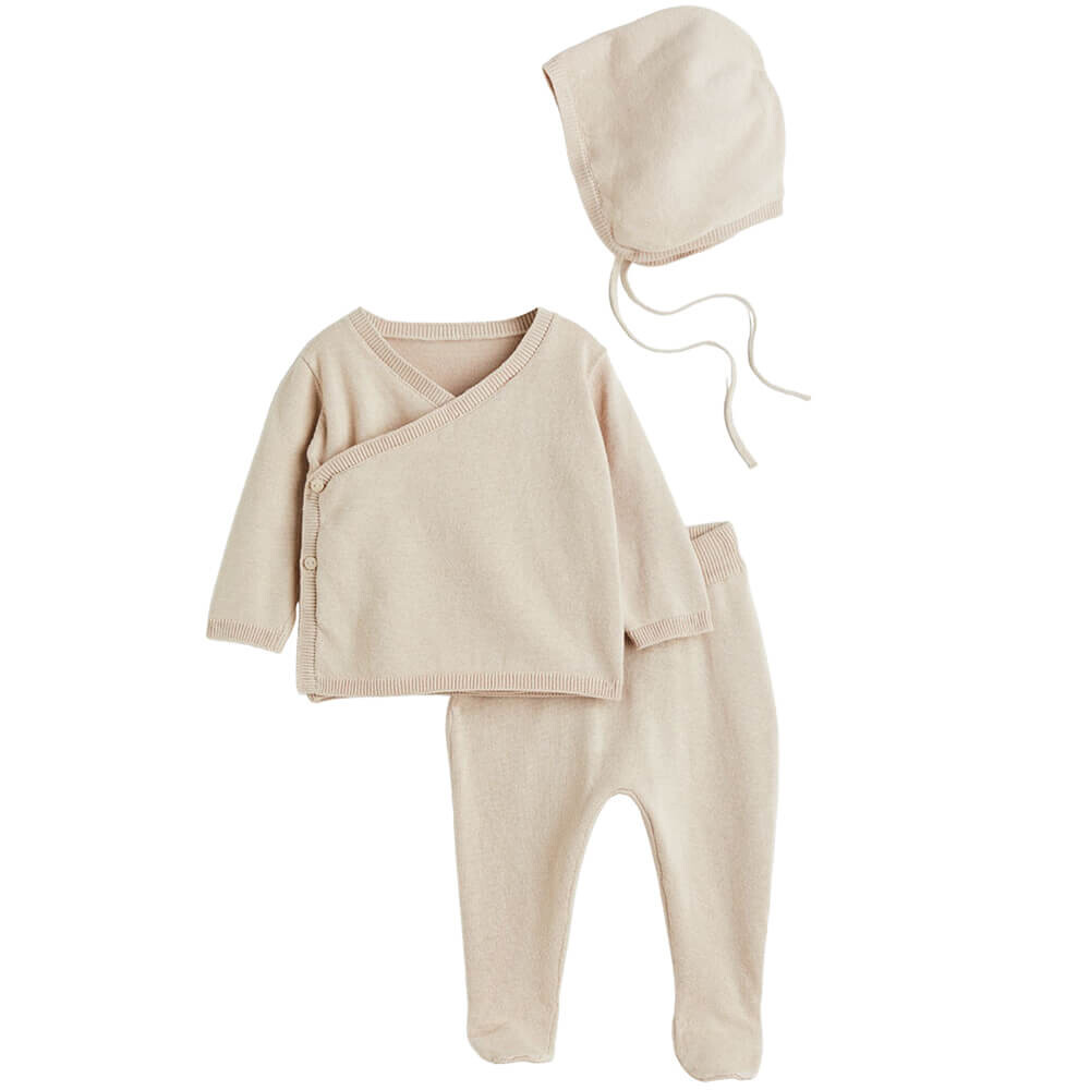 

Комплект H&M Knit Cotton, 3 предмета, светло-бежевый