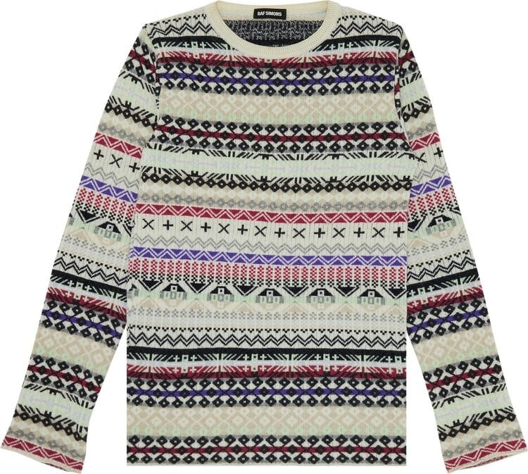 

Джемпер Vintage Raf Simons Jacquard Knit Jumper 'Multicolor', разноцветный, Серый