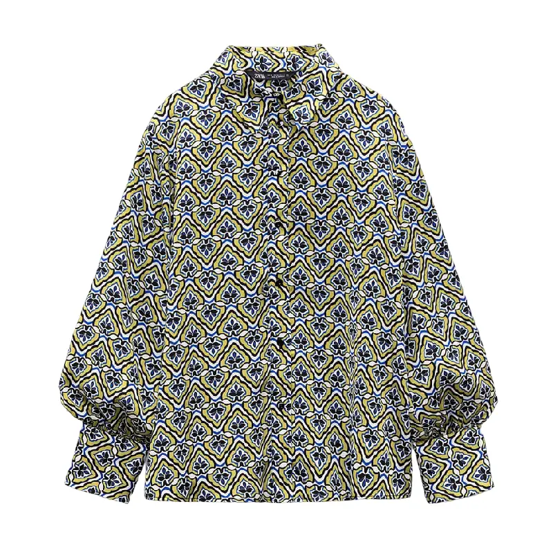 

Рубашка Zara Geometric Print, разноцветный