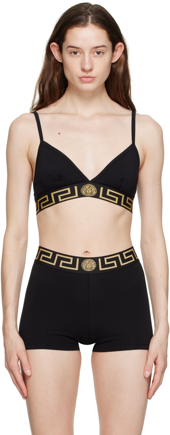 

Черный бюстгальтер с каймой Greca Versace Underwear