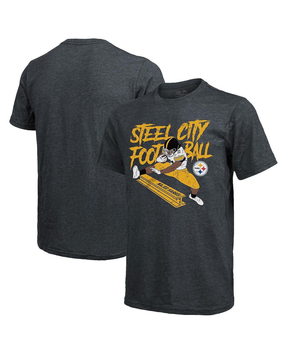 

Мужские нити najee harris charcoal pittsburgh steelers tri-blend steel city player футболка Majestic, мульти