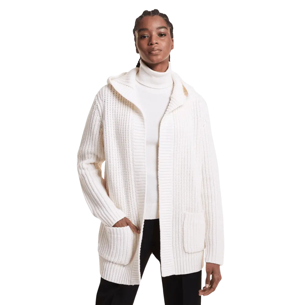 

Кардиган Michael Kors Shaker Knit Cashmere Hooded, белый