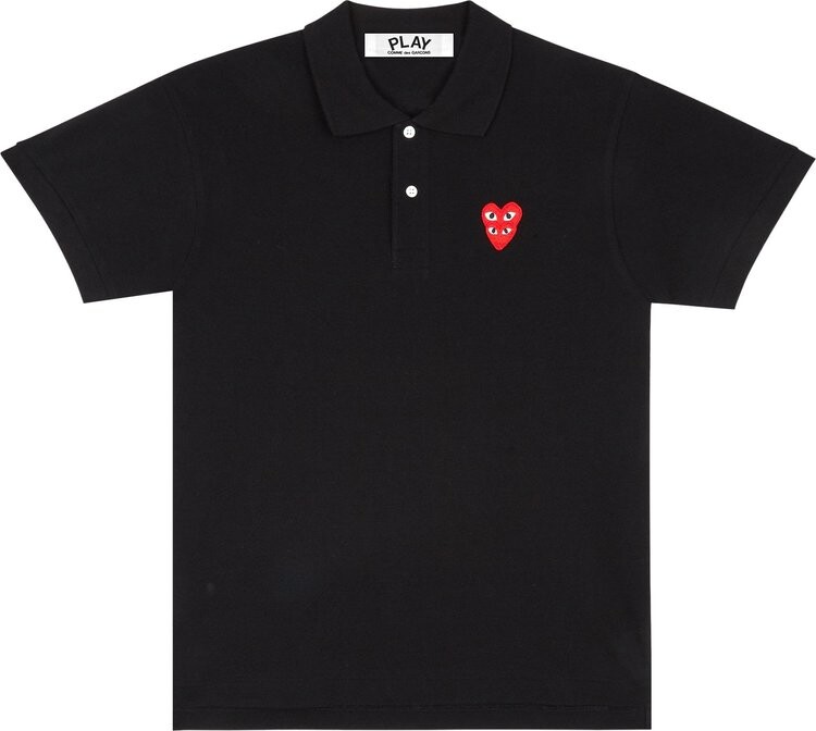

Рубашка Comme des Garçons PLAY Double Heart Polo Shirt 'Black', черный