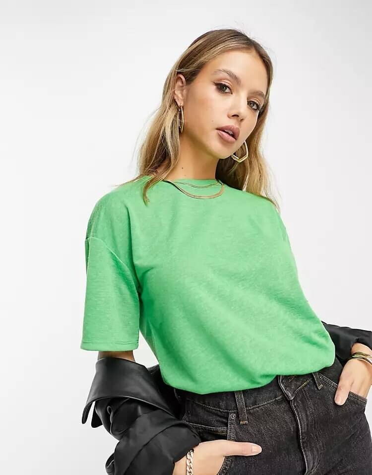 

Футболка Asos Design Crew Neck Relaxed In Texture, зеленый