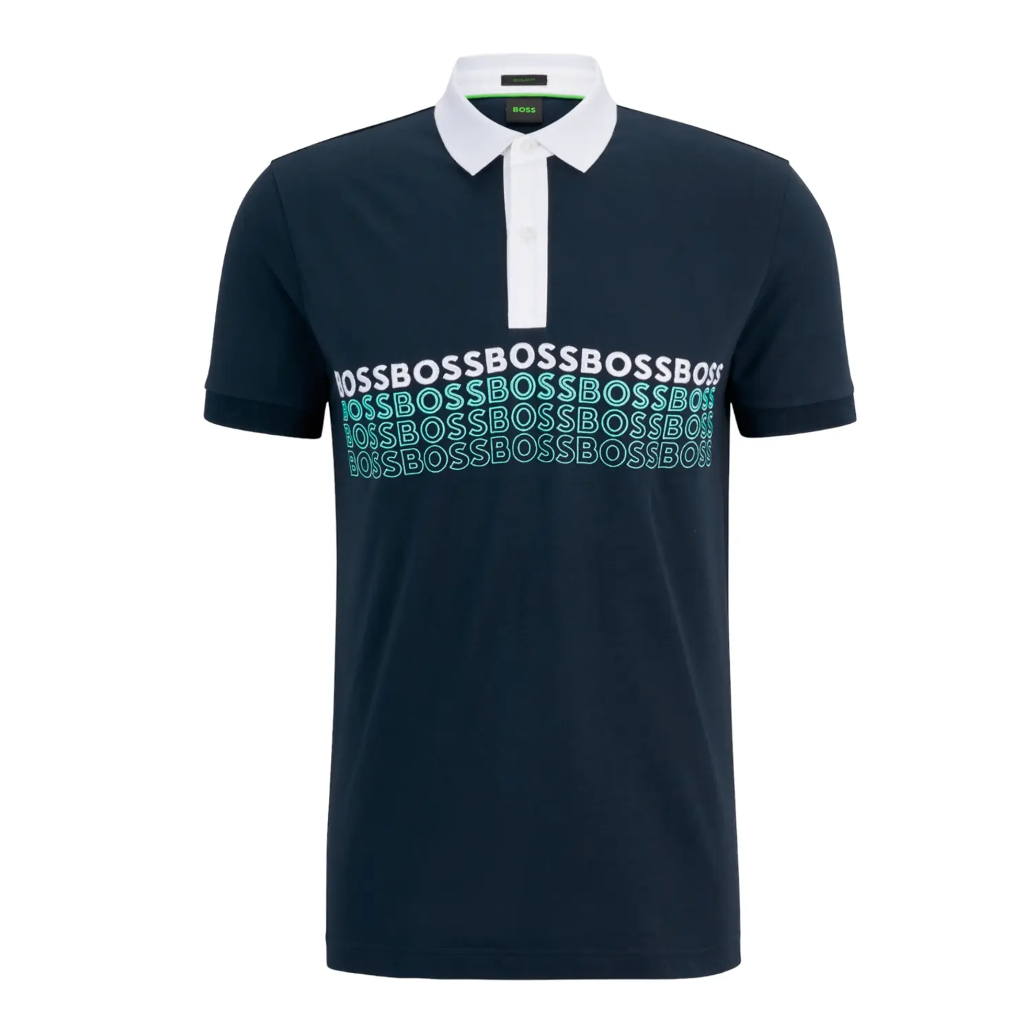 

Рубашка-поло Hugo Boss Cotton-blend With Embroidered Logos, темно-синий