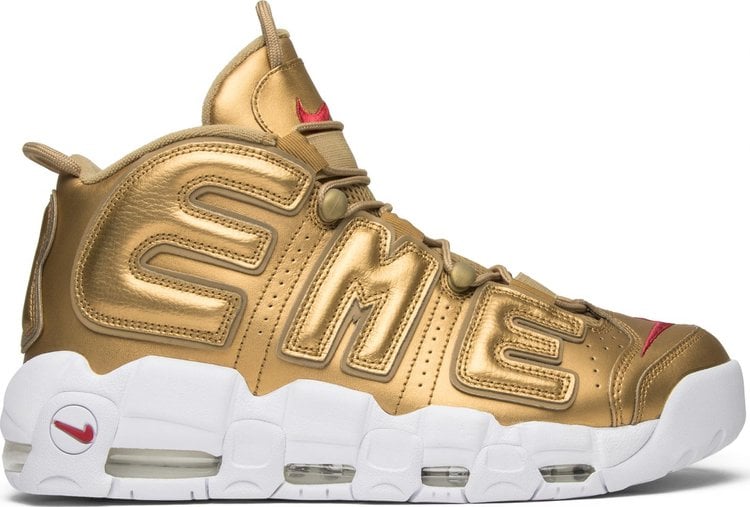 Кроссовки Nike Supreme x Air More Uptempo 'Metallic Gold', золотой - фото