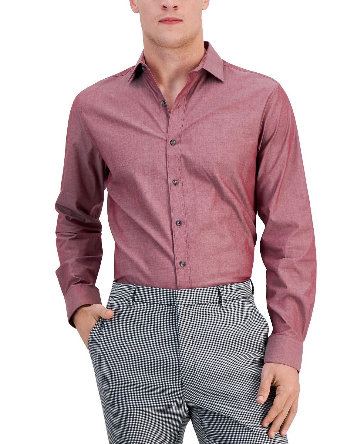

Мужская классическая рубашка slim fit из шамбре, созданная для macy's Bar III