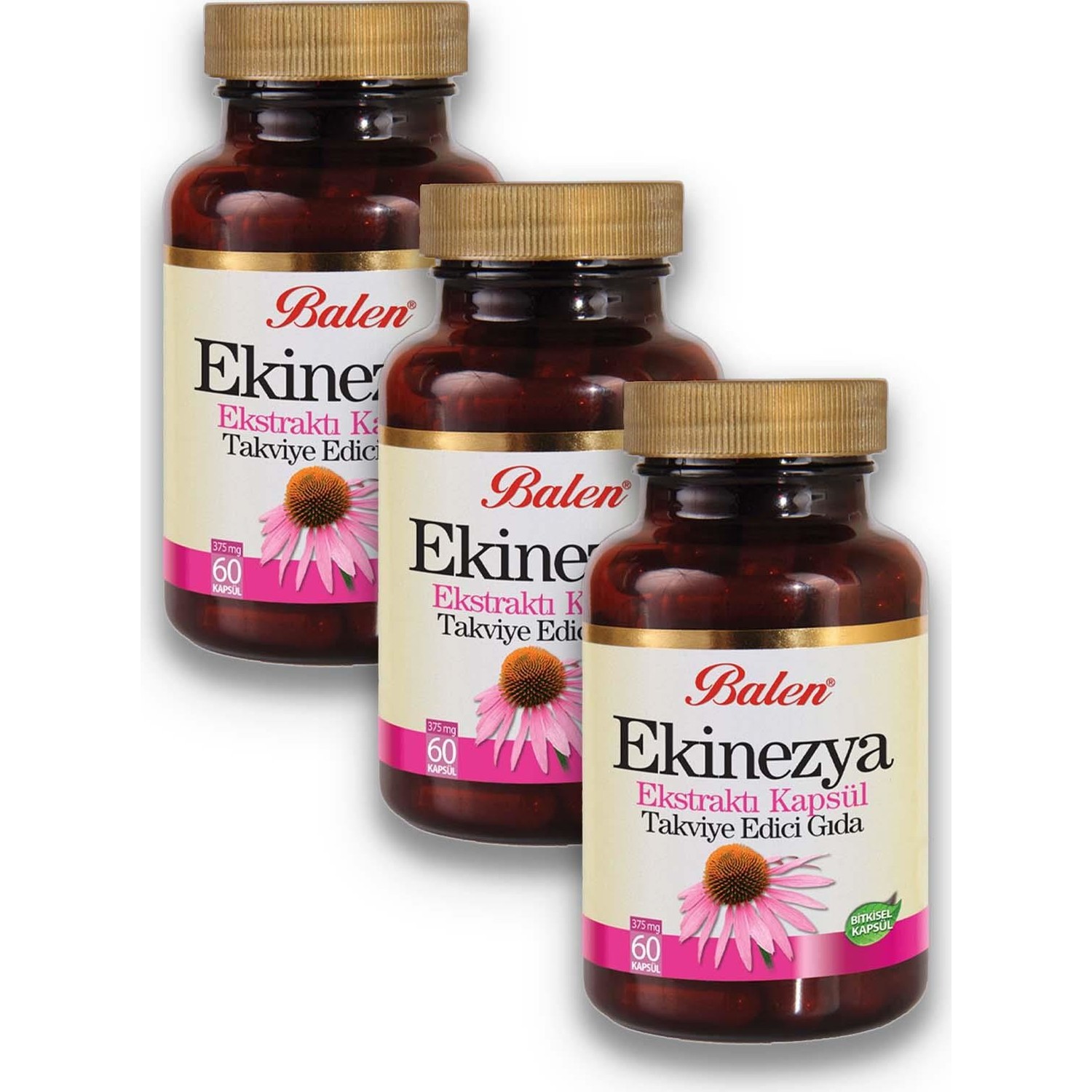 Экстракт эхинацеи Balen 375 мг, 3 упаковки по 60 капсул solgar ester c plus vitamin c 45 capsules 500 mg