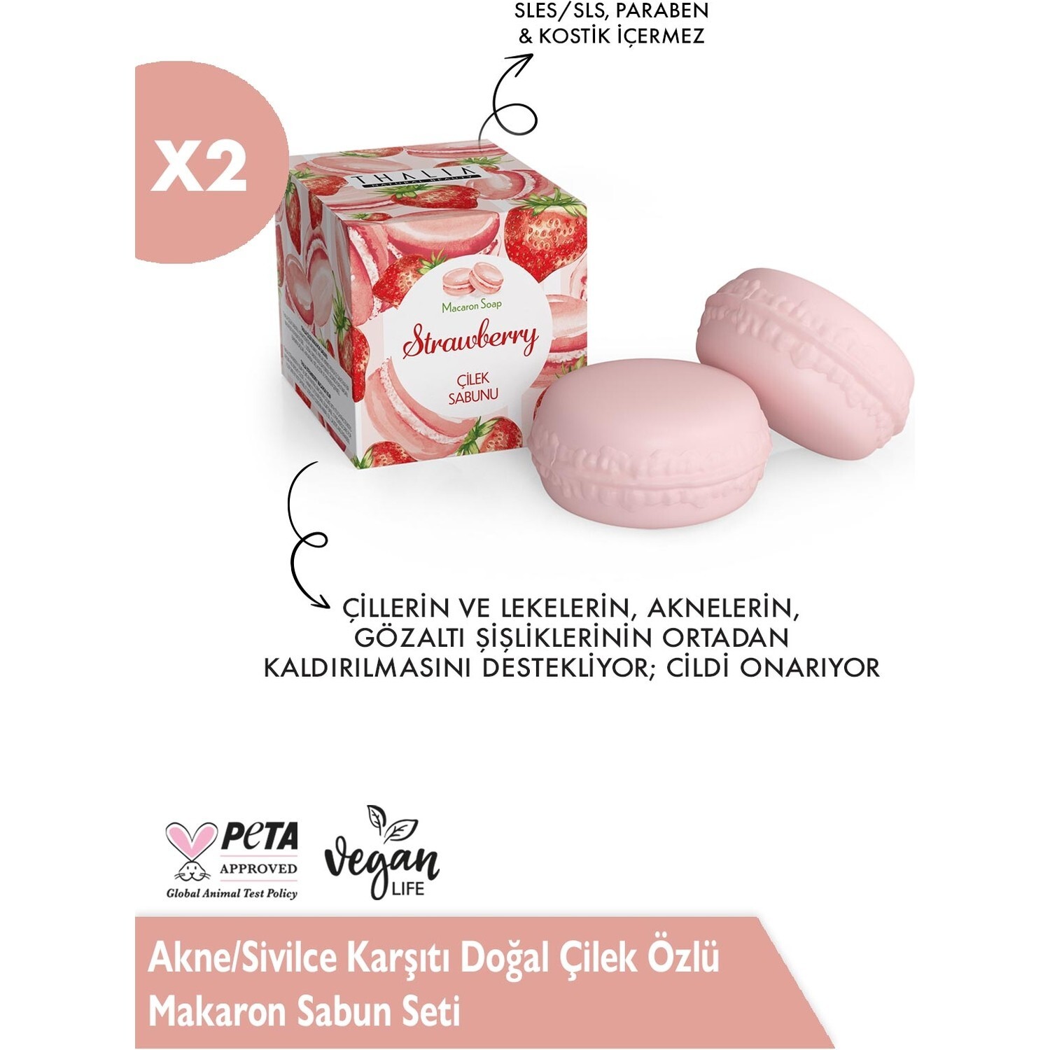 

Набор мыла Cilek Macarons с ароматом клубники 2 шт