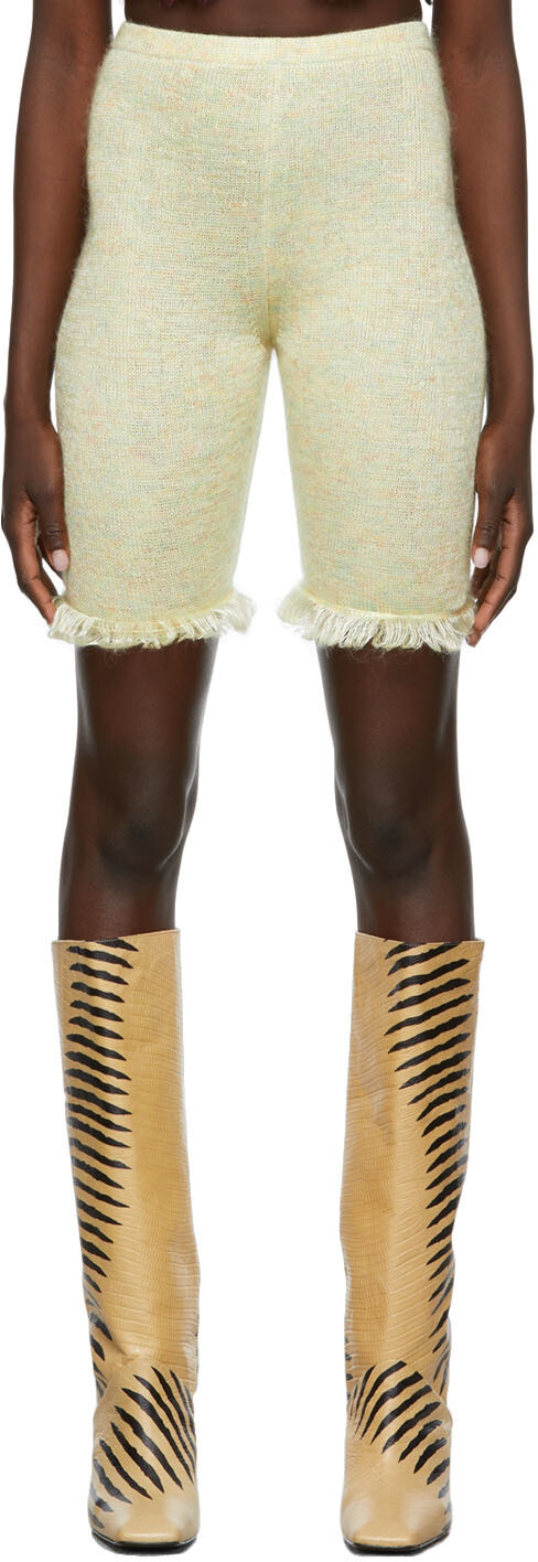 

Эксклюзивные желтые вязаные шорты с бахромой SSENSE Gauntlett Cheng