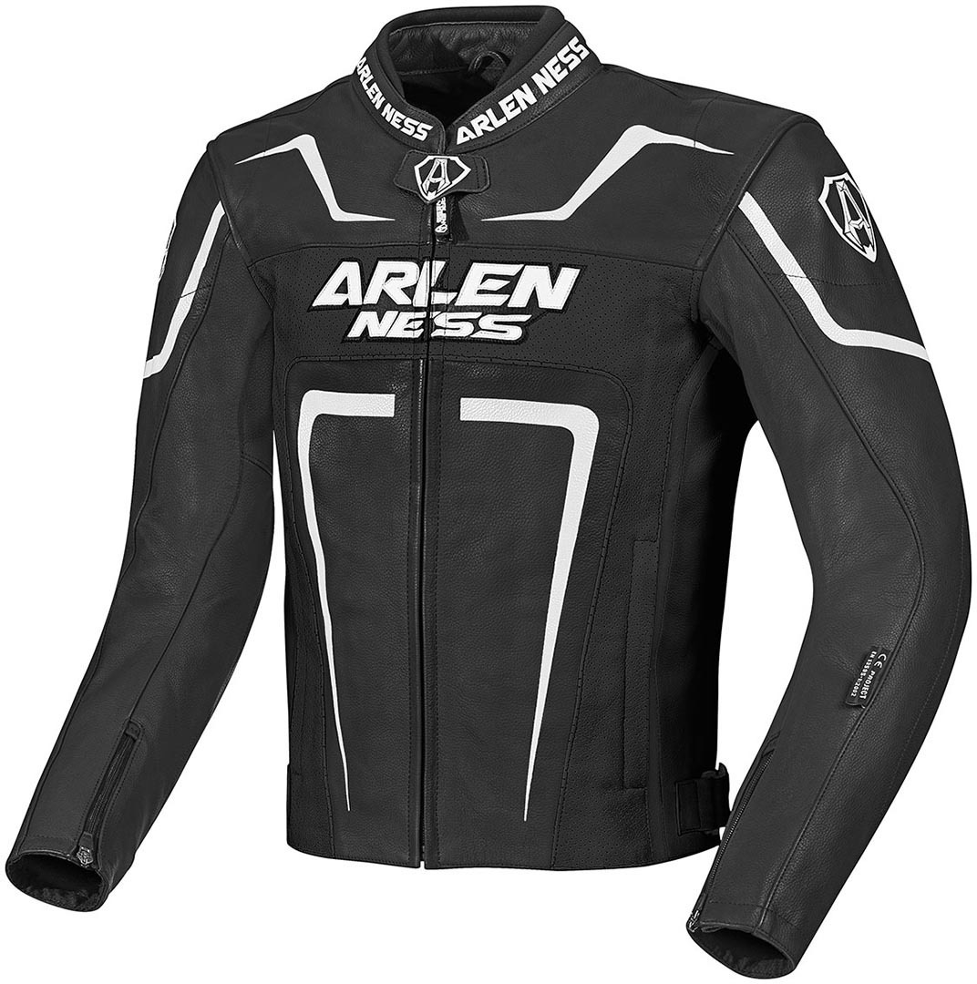 Мотоциклетная кожаная куртка Arlen Ness Motegi, черный/белый кожаная куртка для трекового мотоцикла arlen ness черный желтый