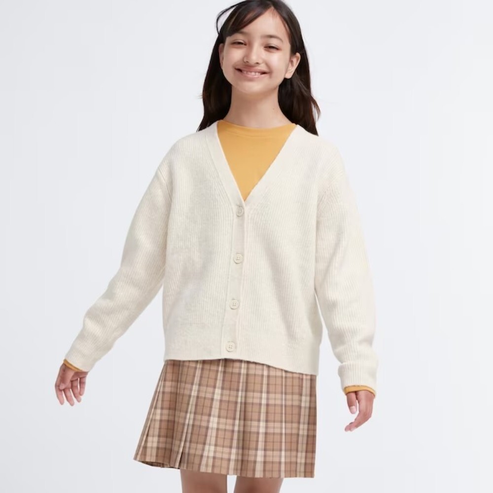 

Кардиган для девочек Uniqlo Soufflé Yarn, молочно-белый
