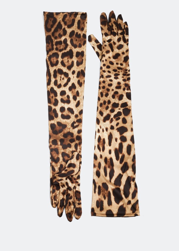 Сумка DOLCE&GABBANA Leopard-print gloves, животный принт