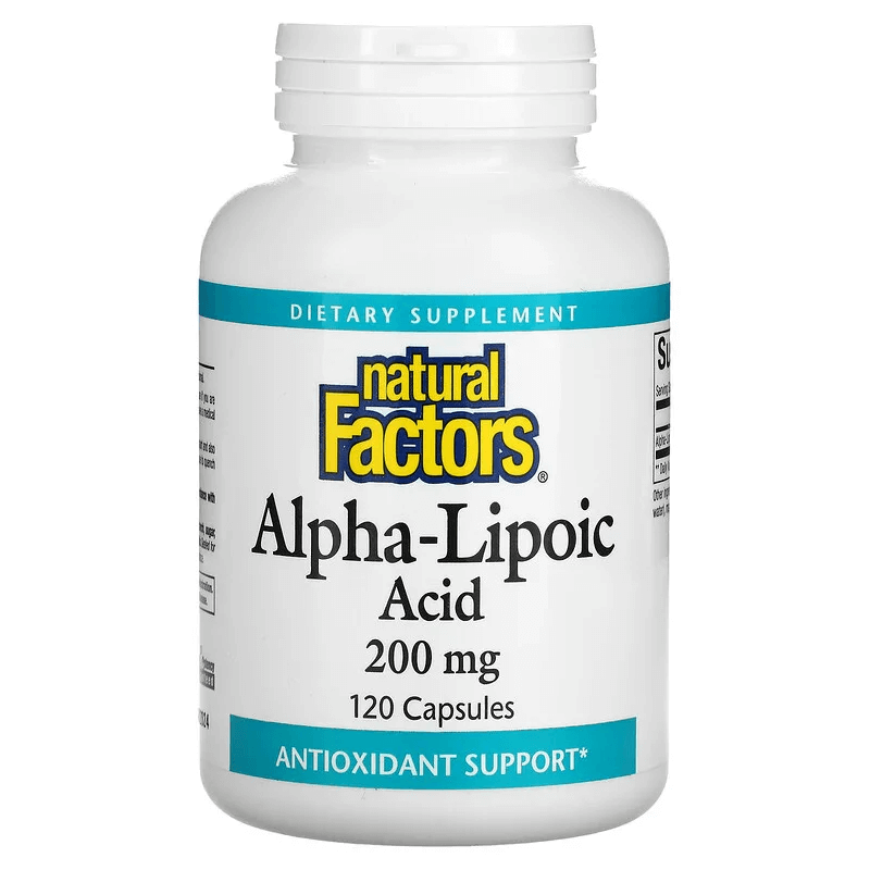 Альфа-липоевая кислота Natural Factors 200 мг, 120 капсул natural factors альфа липоевая кислота 100 мг 60 капсул