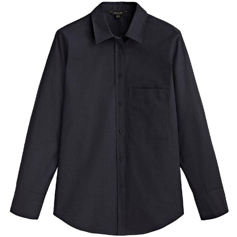 

Рубашка Massimo Dutti Cotton Poplin With Pocket, темно-синий