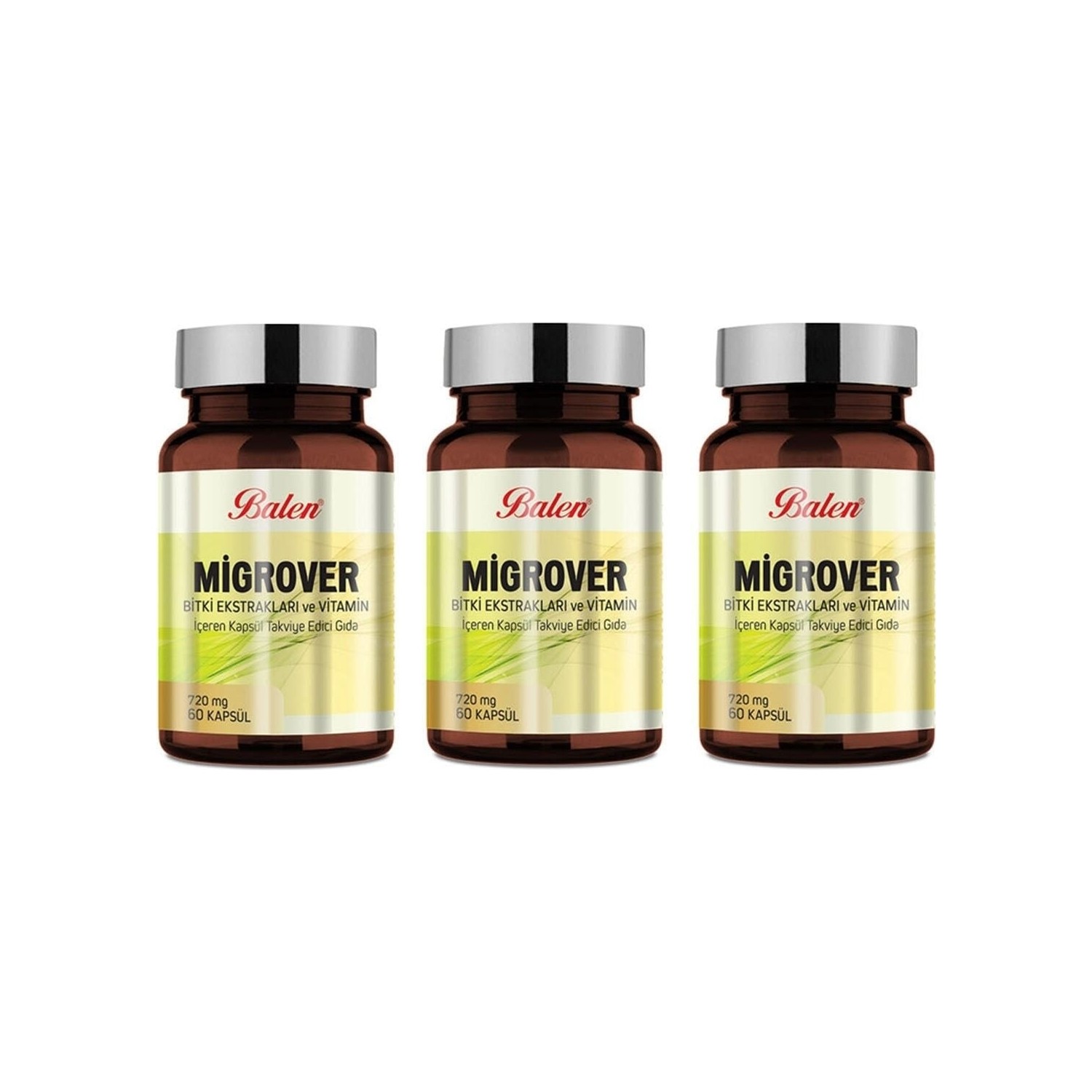 цена Капсулы Balen Migrover, содержащие растительные экстракты и витамины, 60 капсул, 720 мг, 3 штуки