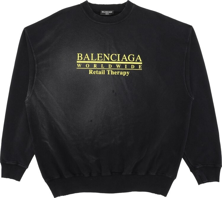 

Толстовка Balenciaga Regular Crewneck 'Black/Yellow', разноцветный, Черный