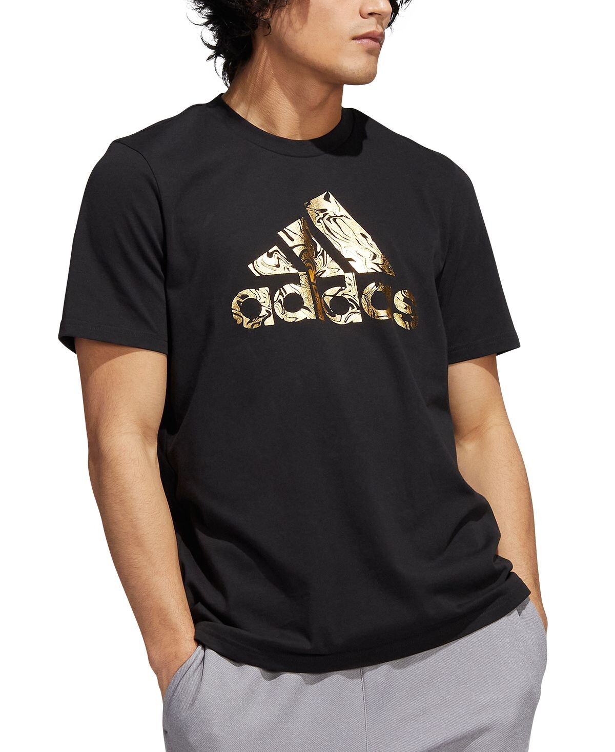 

Мужская футболка с принтом metallic liquid logo adidas, мульти