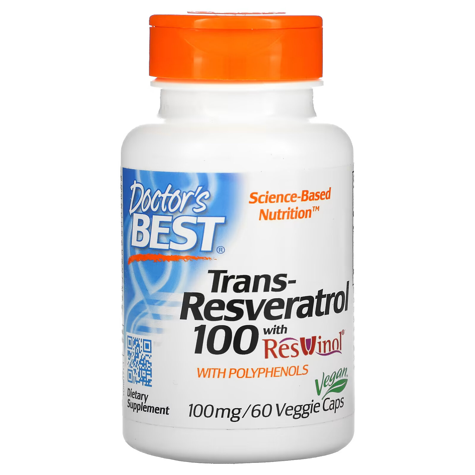 Транс-ресвератрол 100 Doctor's Best с ресвинолом 100 мг, 60 капсул