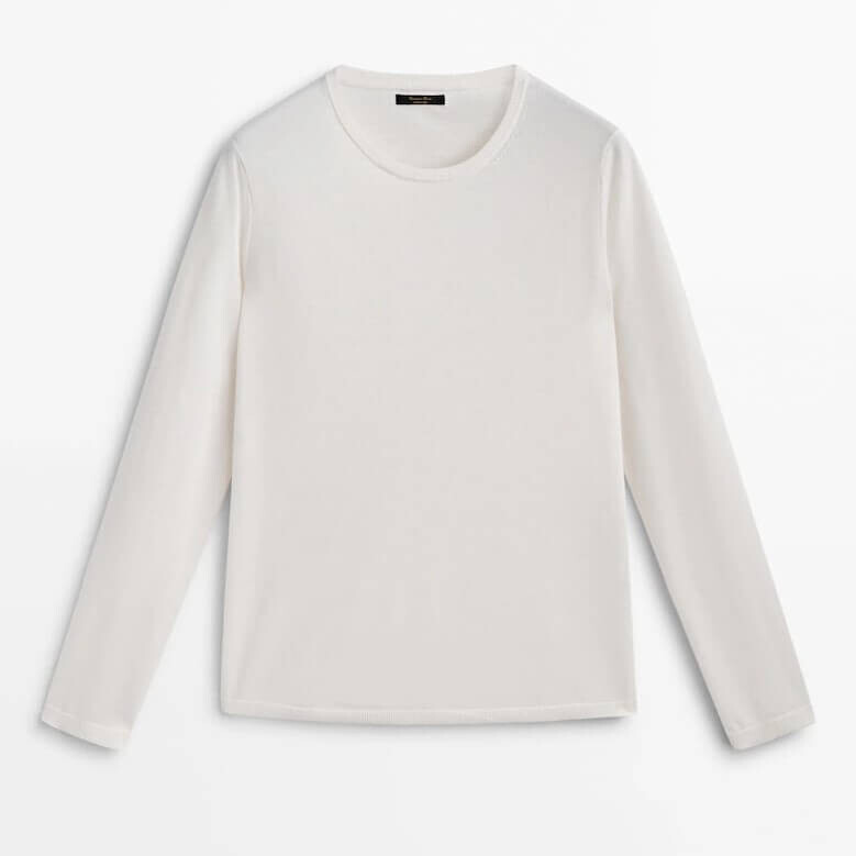 

Свитер Massimo Dutti Crew Neck Wool Blend, белый