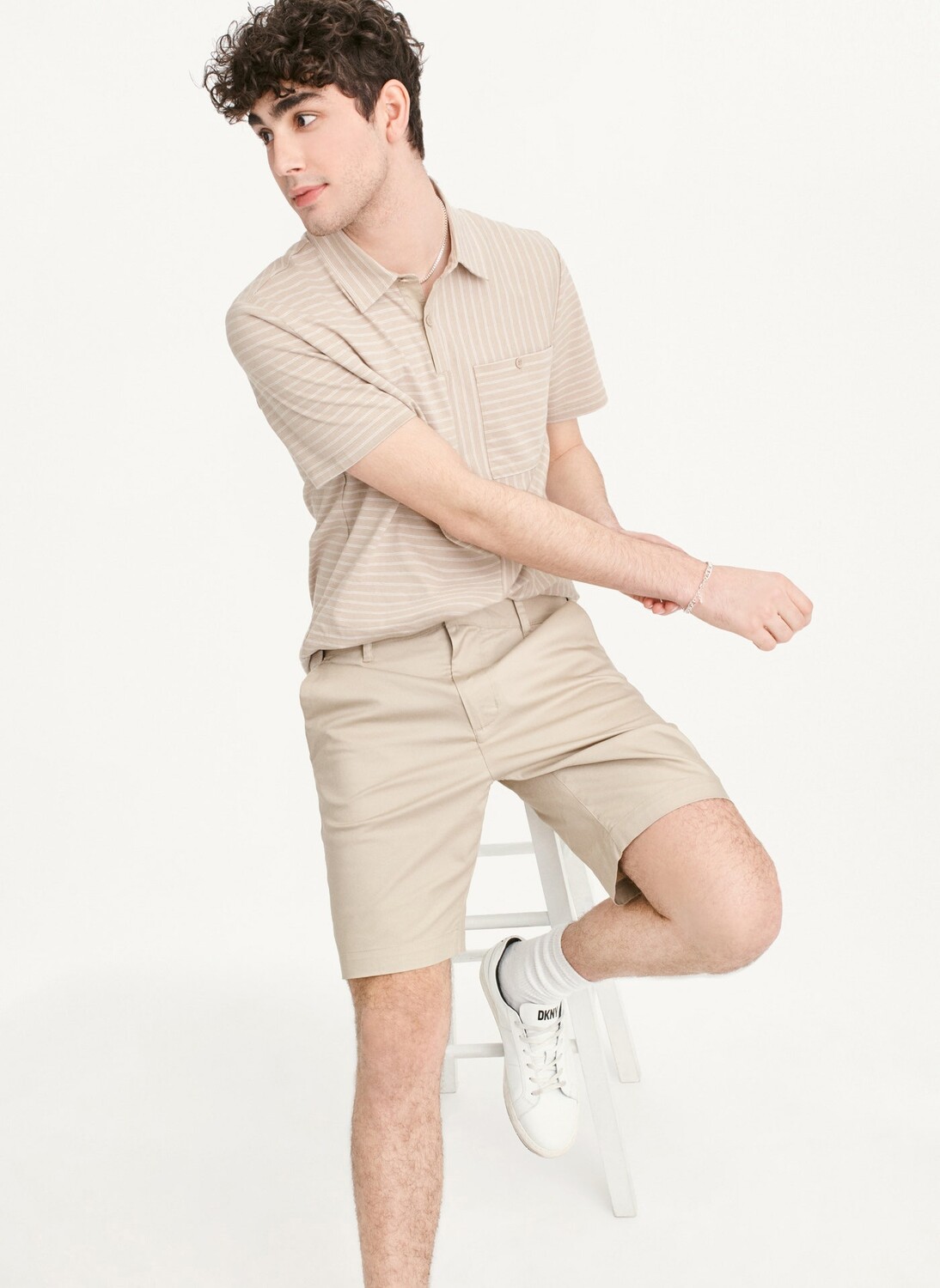 

Поло с полосками Slub DKNY, Серый