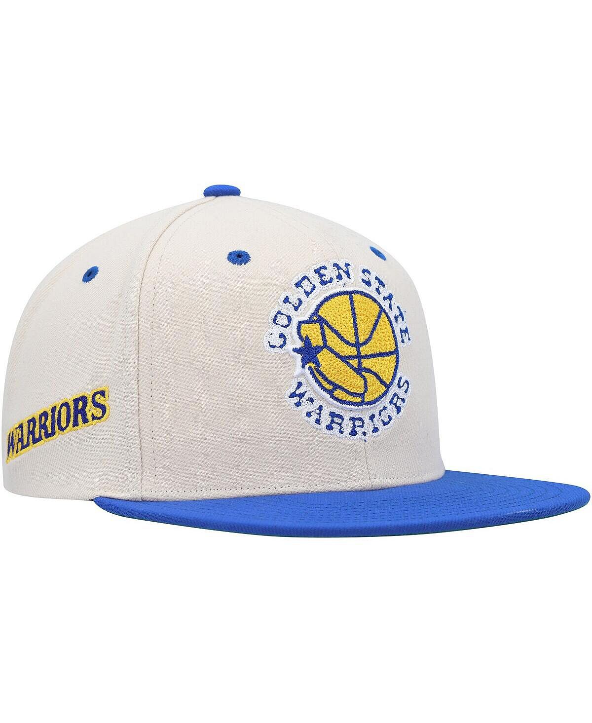 

Мужская кремовая двухцветная бейсболка Snapback Royal Golden State Warriors Hardwood Classics с цепной строчкой Mitchell & Ness