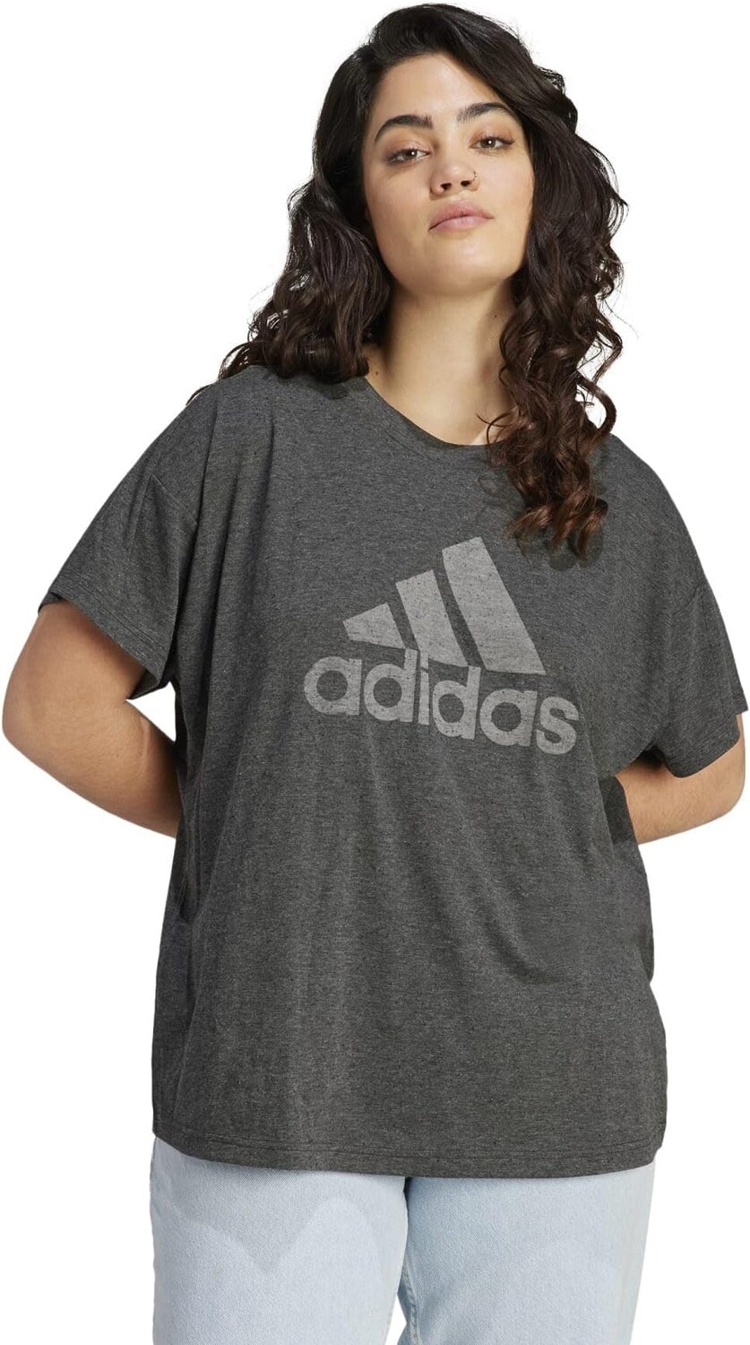 

Футболка Adidas Plus Size Winners 3.0 Tee, цвет Black Melange/Grey Three