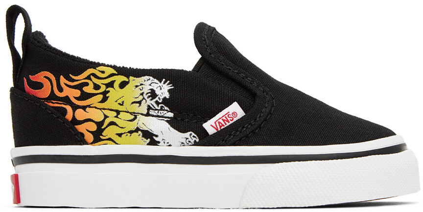

Детские черные кроссовки без шнурков с V-образным вырезом Vans
