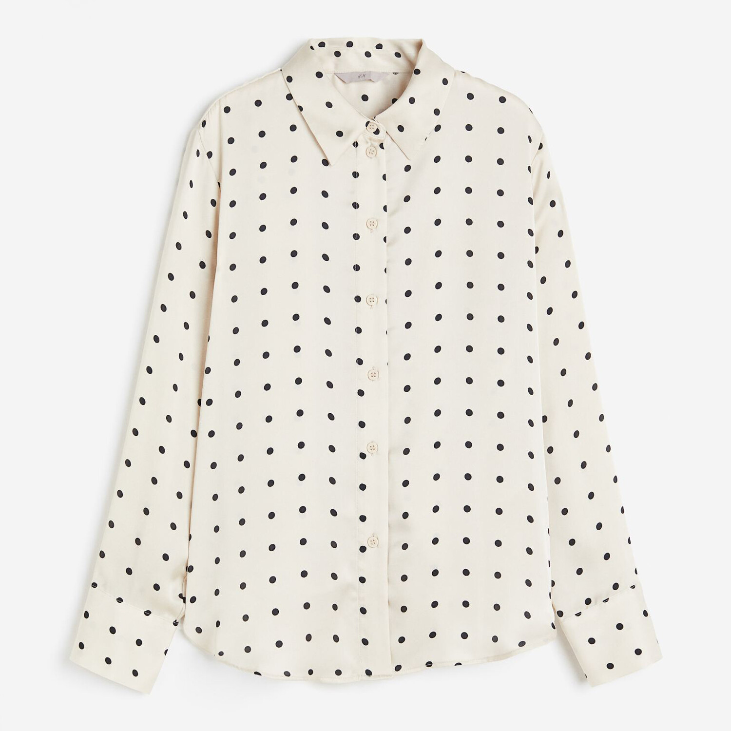 

Рубашка с острым воротником H&M Modern Classic Dotted, кремовый/черный