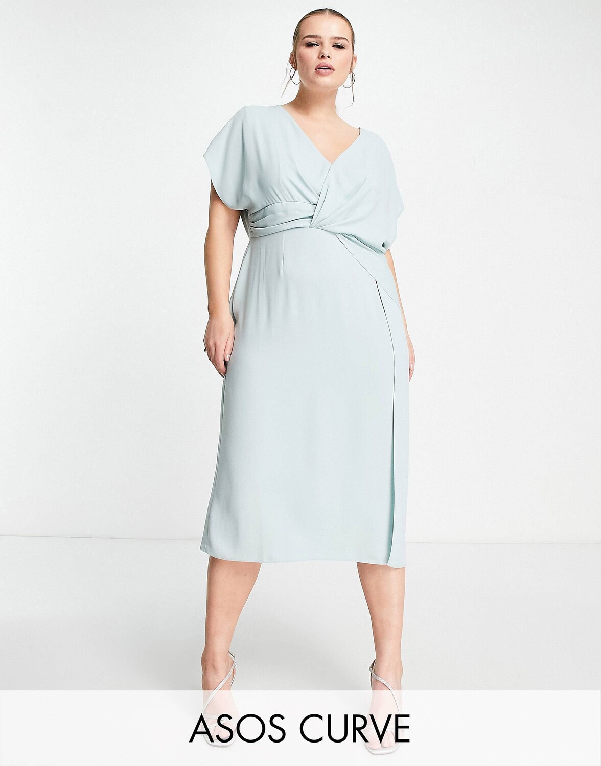 

Платье миди с драпировкой и перекручиванием спереди ASOS DESIGN Curve